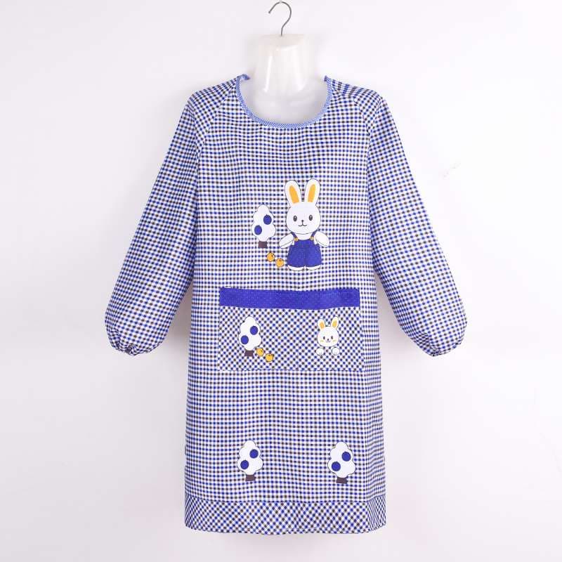 うさぎ柄ギンガムチェック保育士 エプロンワンピース