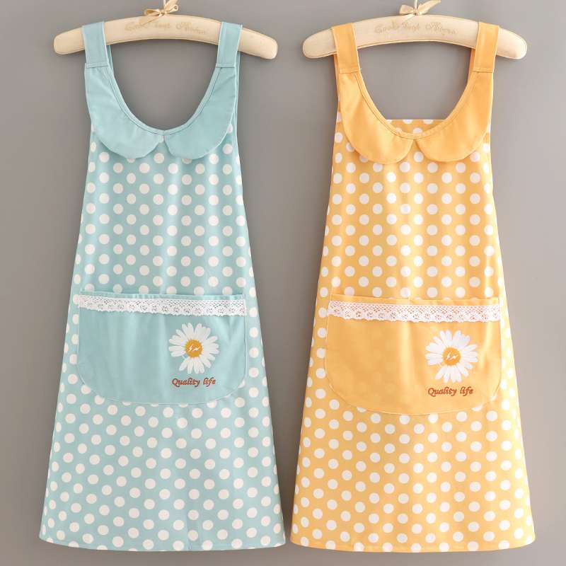 保育士 エプロン ポルカドット デイジー 水玉 花柄 保育士 エプロンドレス グリーン オレンジ ブルー ピンク