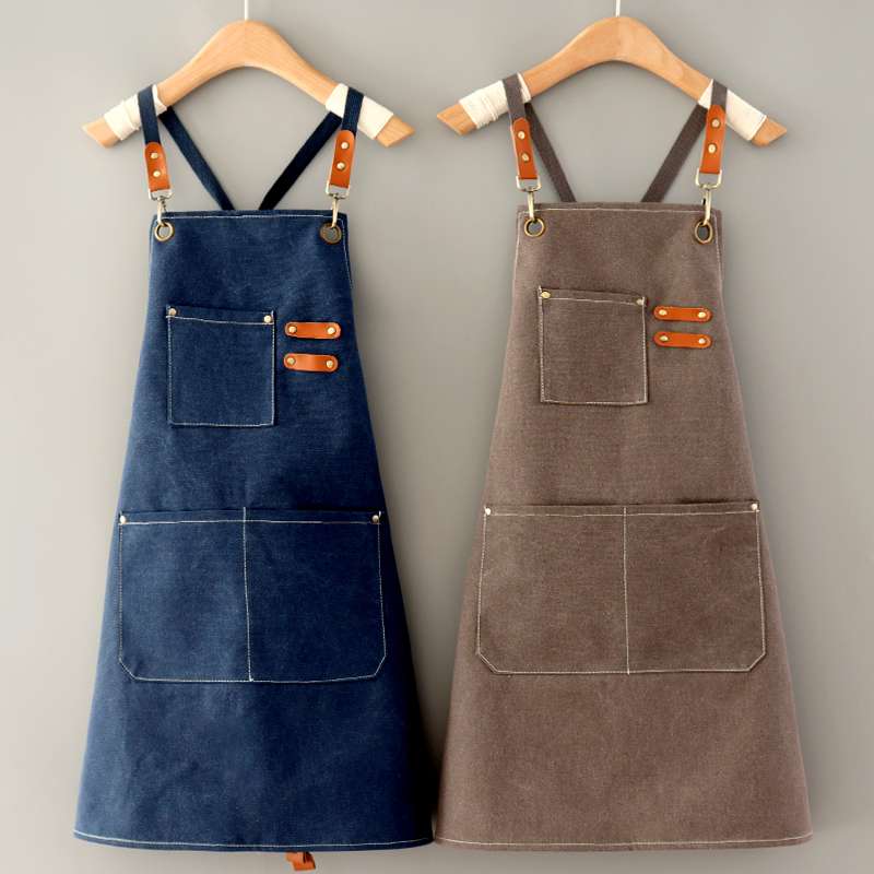 保育士 エプロン ワーク クラフトマン ブラウン グレー ブルー