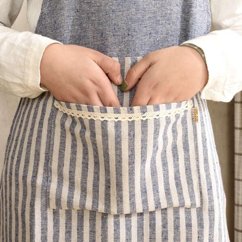 ストライプ切り替えキッチン保育士 エプロン