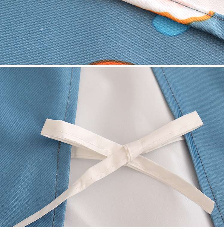 保育士 エプロン うさぎ フルーツ かわいい 保育士 エプロンワンピース 袖付き ポケット付き ブルー ピンク ブラック