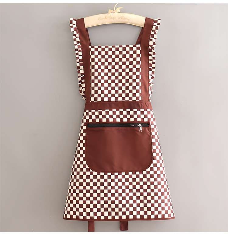 保育士 エプロン チェッカーフラッグ 市松模様 キッチン保育士 エプロン ブラック レッド ブラウン