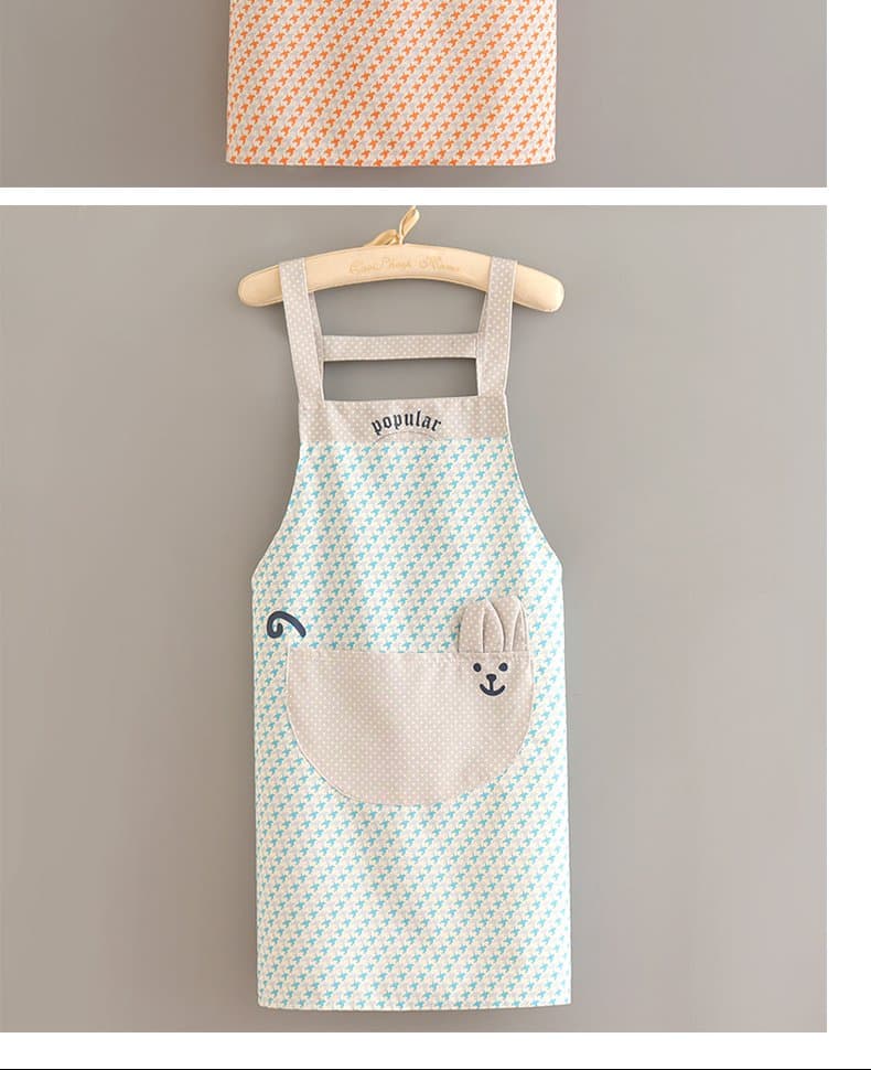 保育士 エプロン かわいい ウサギ ポケット付き パターン柄保育士 エプロンワンピース ブラック オレンジ
