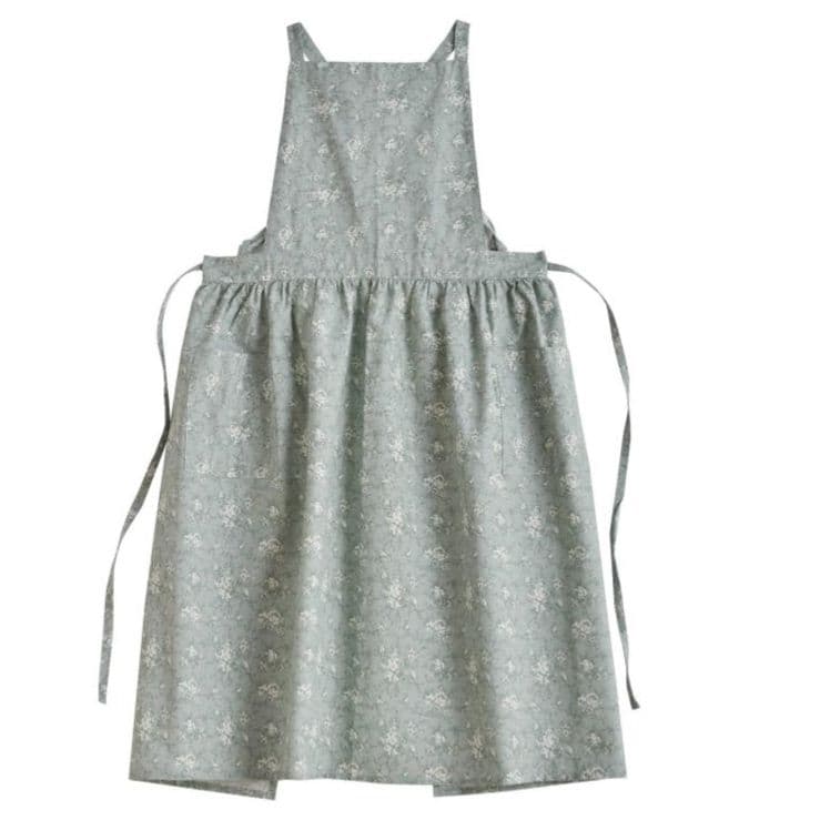 保育士 エプロン 北欧花柄ワンピース型エプロン撥水加工着脱簡単大きめ作業用