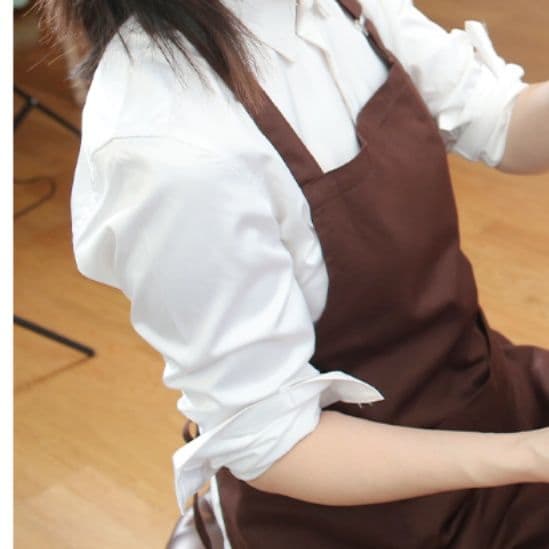  無地胸当て式シンプル保育士エプロン