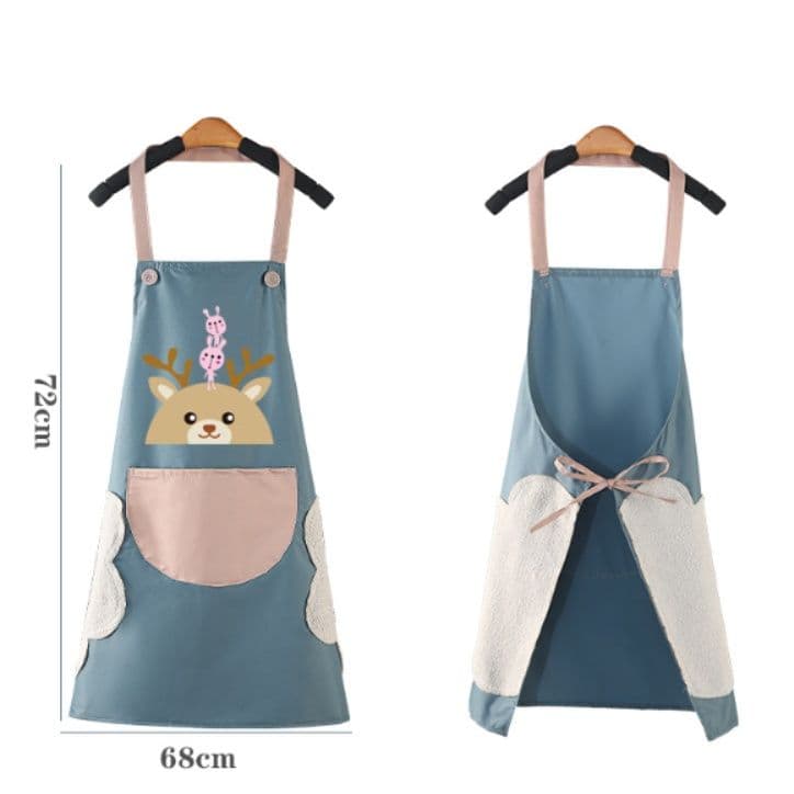 保育士エプロンキャラクター子鹿とお友達刺繍入り防水