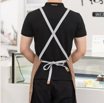 保育士エプロンナチュラルキャンバス素材肩が凝りにくいX型ポケット付き