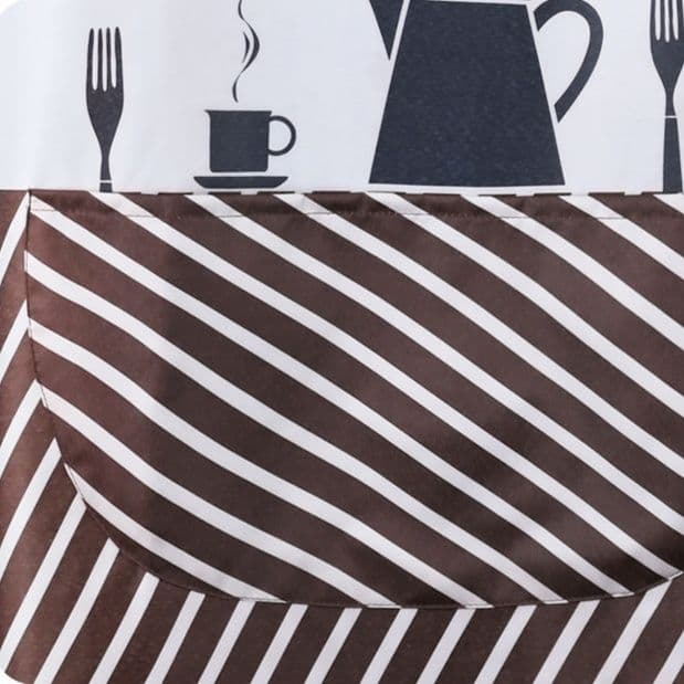 保育士エプロン北欧キッチン雑貨柄斜めストライプ