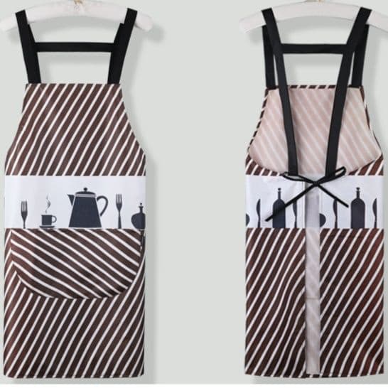 保育士エプロン北欧キッチン雑貨柄斜めストライプ
