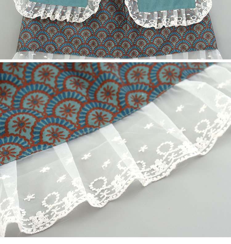 レトロ花柄プリント保育士 エプロンドレスセット