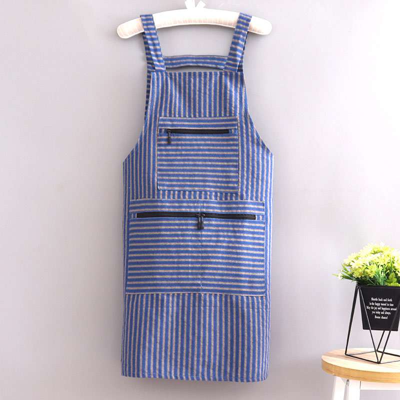 保育士 エプロンドレス ストライプ柄 ポケット付き ブルー ピンク レッド