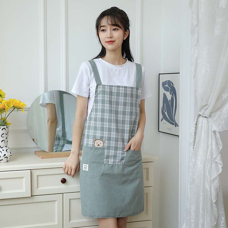 チェック柄保育士 エプロンワンピース