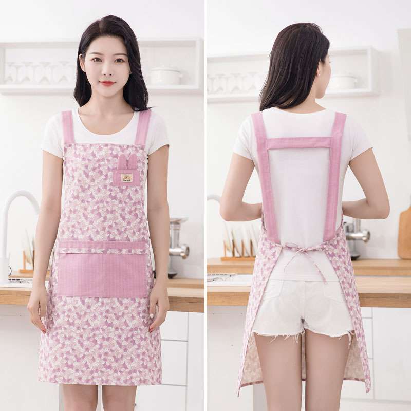 保育士 エプロン 花柄 ピンク グレー 2色