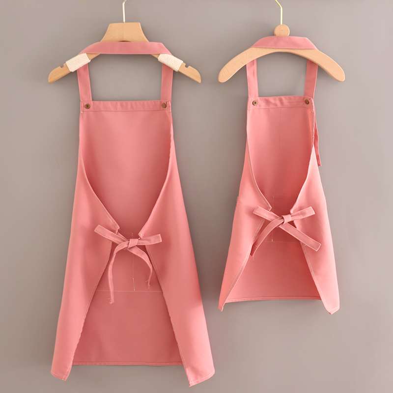 親子お揃いカスタムロゴ保育士 エプロン ピンク ブラック ネイビー ブラック