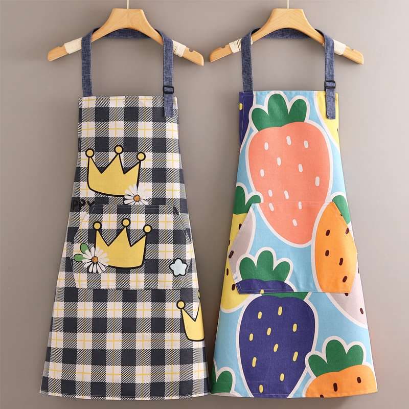 保育士 エプロン チェック フルーツ柄 キッズ 2点セット ブルー グレー