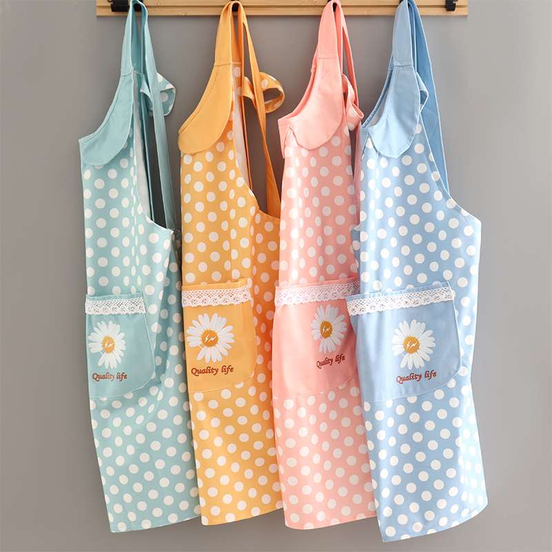 保育士 エプロン ポルカドット デイジー 水玉 花柄 保育士 エプロンドレス グリーン オレンジ ブルー ピンク