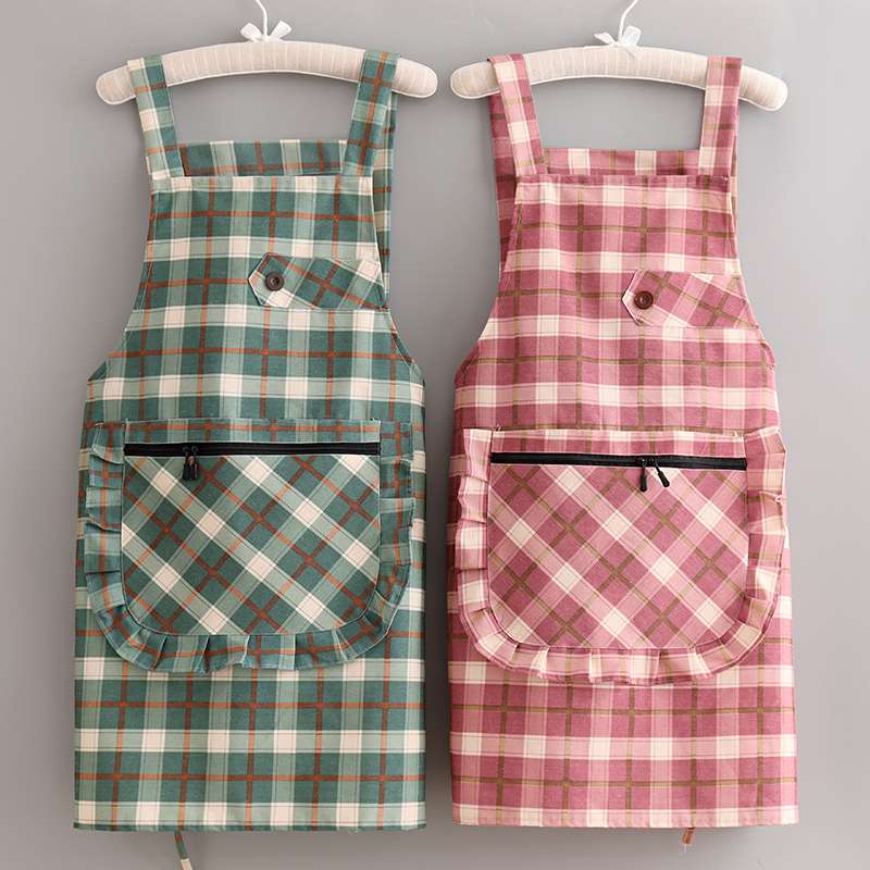保育士 エプロン チェック柄 フリル ポケット付き 保育士 エプロンワンピース ブルー ピンク イエロー レッド グリーン
