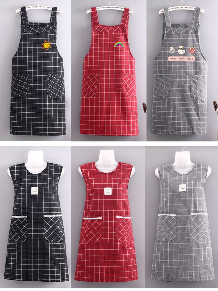 保育士 エプロン チェック柄 虹 太陽 ブラック グレー レッド