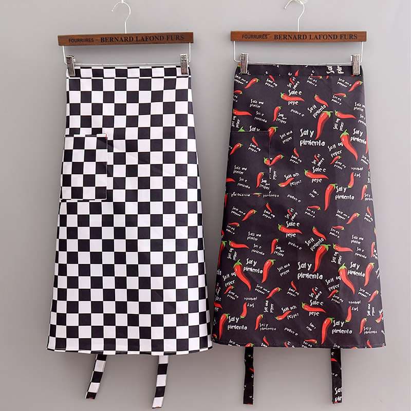 保育士 エプロン ハーフ保育士 エプロン ソムリエ保育士 エプロン ストライプ 市松模様 ホワイト ブラック