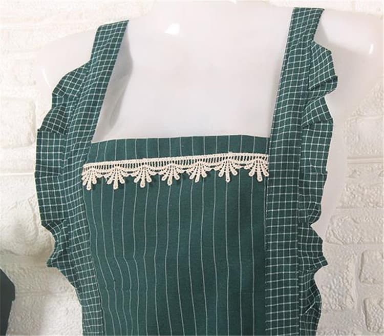 保育士 エプロン かわいいチェックエプロン 防汚コットン製首掛けタイプ