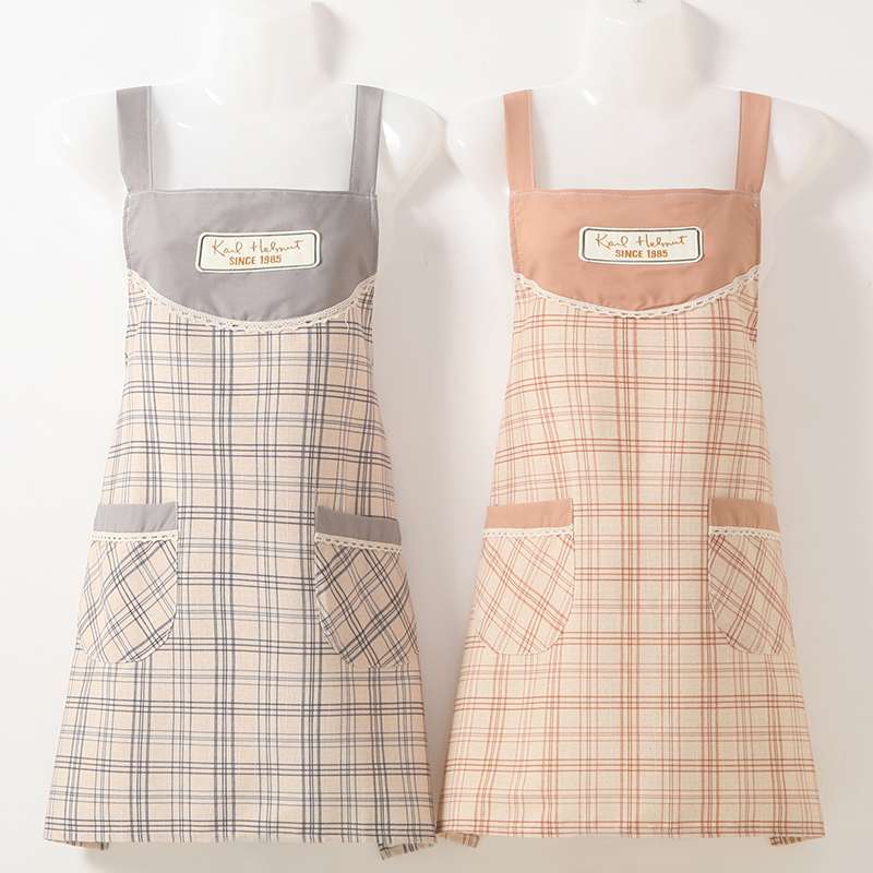 チェック柄保育士 エプロンワンピース