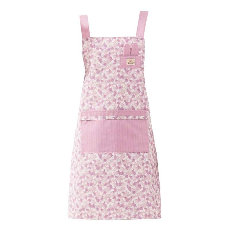 保育士 エプロン 花柄 ピンク グレー 2色