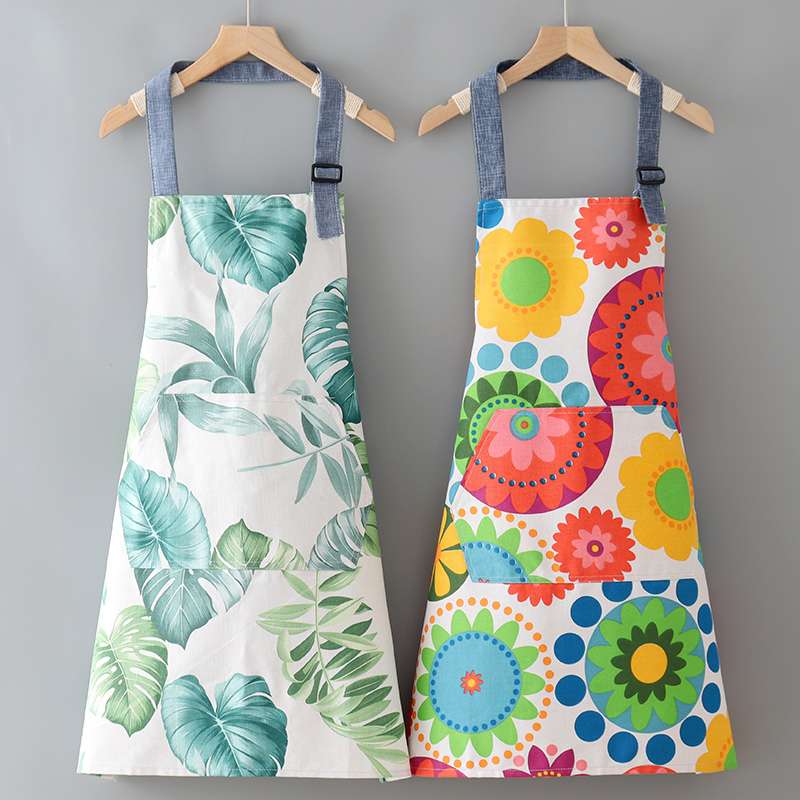 保育士 エプロン 四季 花柄 グレー グリーン レッド