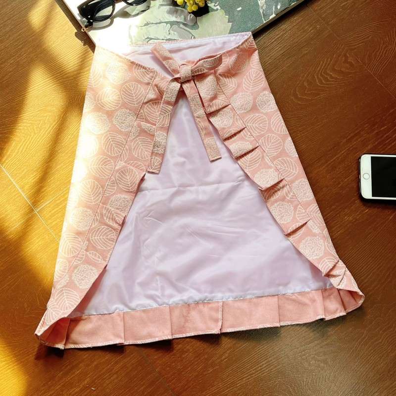 うさぎポケット付きリーフ柄ハーフ保育士 エプロン