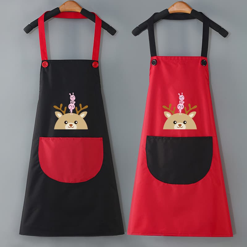 保育士エプロンキャラクター子鹿とお友達刺繍入り防水