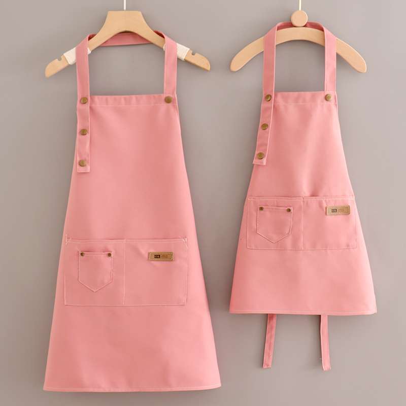 親子お揃いカスタムロゴ保育士 エプロン ピンク ブラック ネイビー ブラック