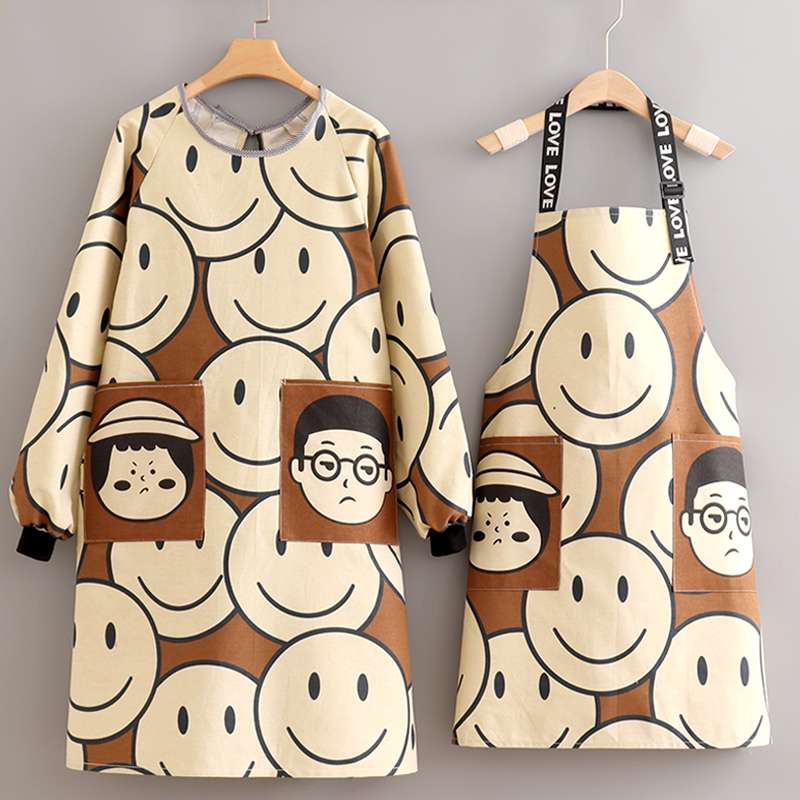 保育士 エプロン スマイル 保育士 エプロンワンピース セット ブラウン