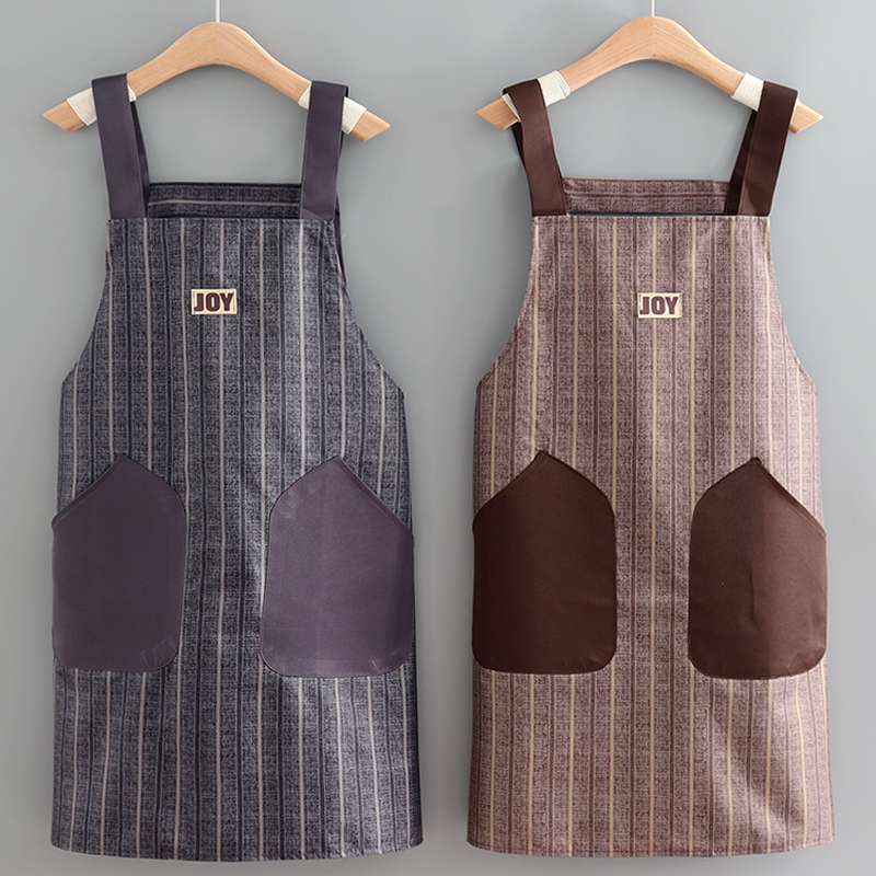 保育士 エプロン ジョイ ストライプ保育士 エプロン 2色展開 刺繍 ブラック ブラウン