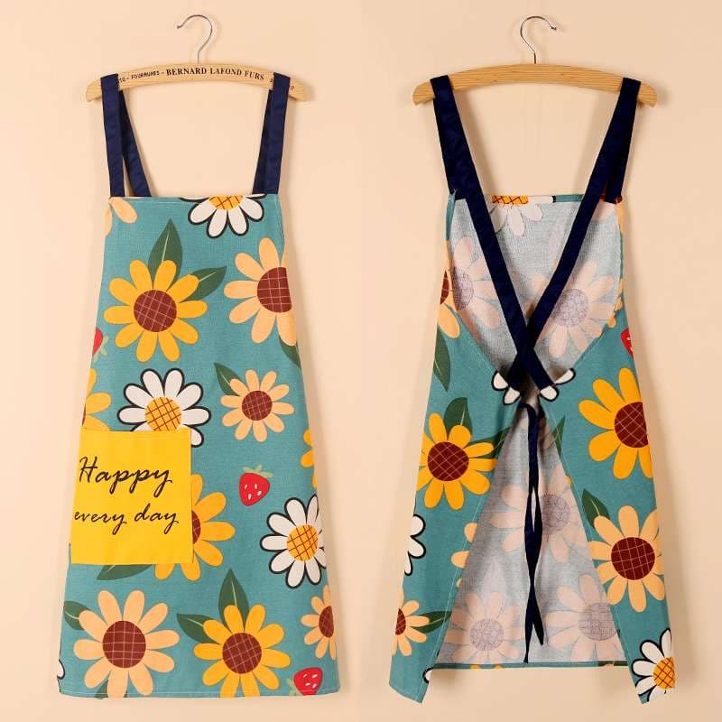 幸せ運ぶ花柄保育士 エプロンワンピース