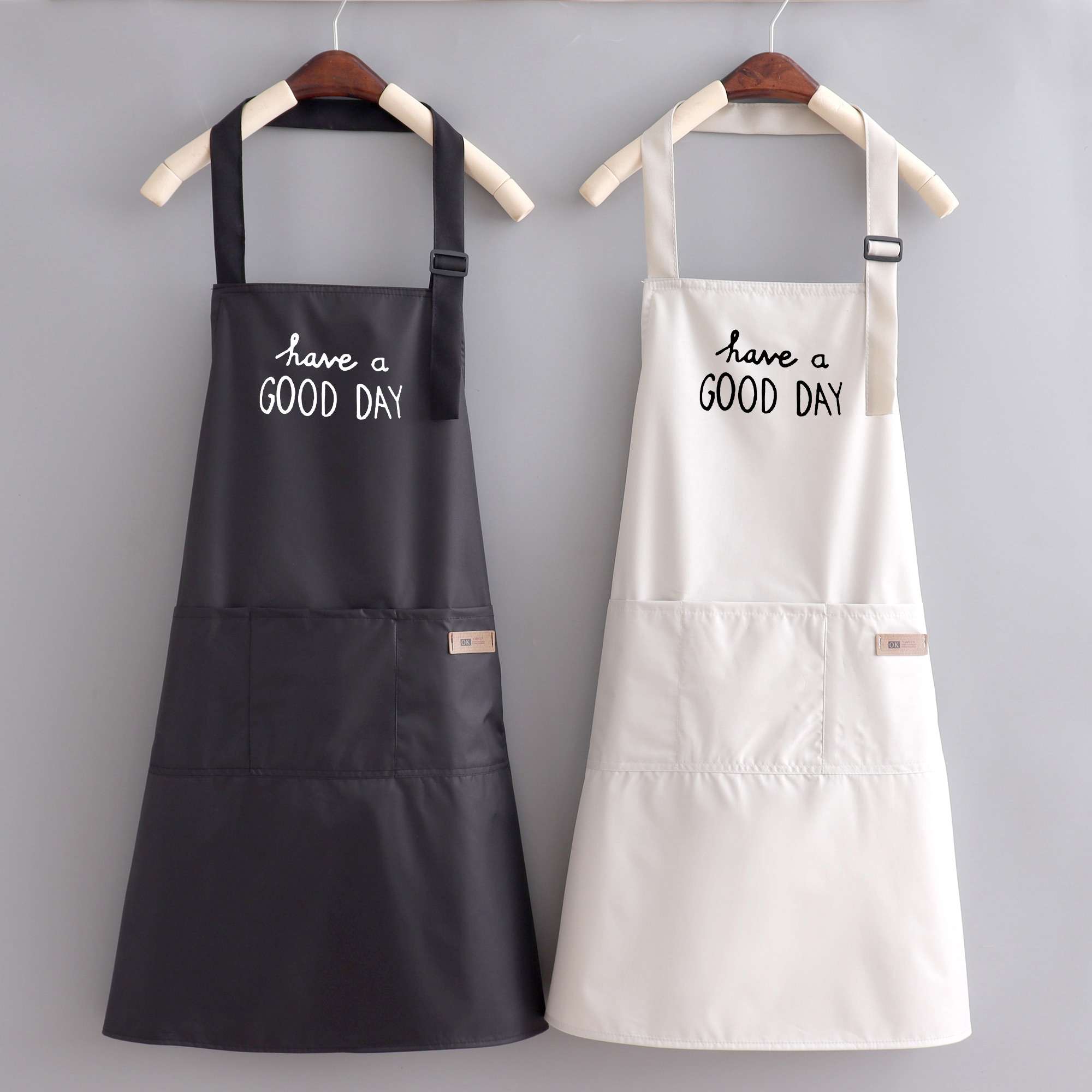 保育士 エプロン モノトーン ブラック グレー