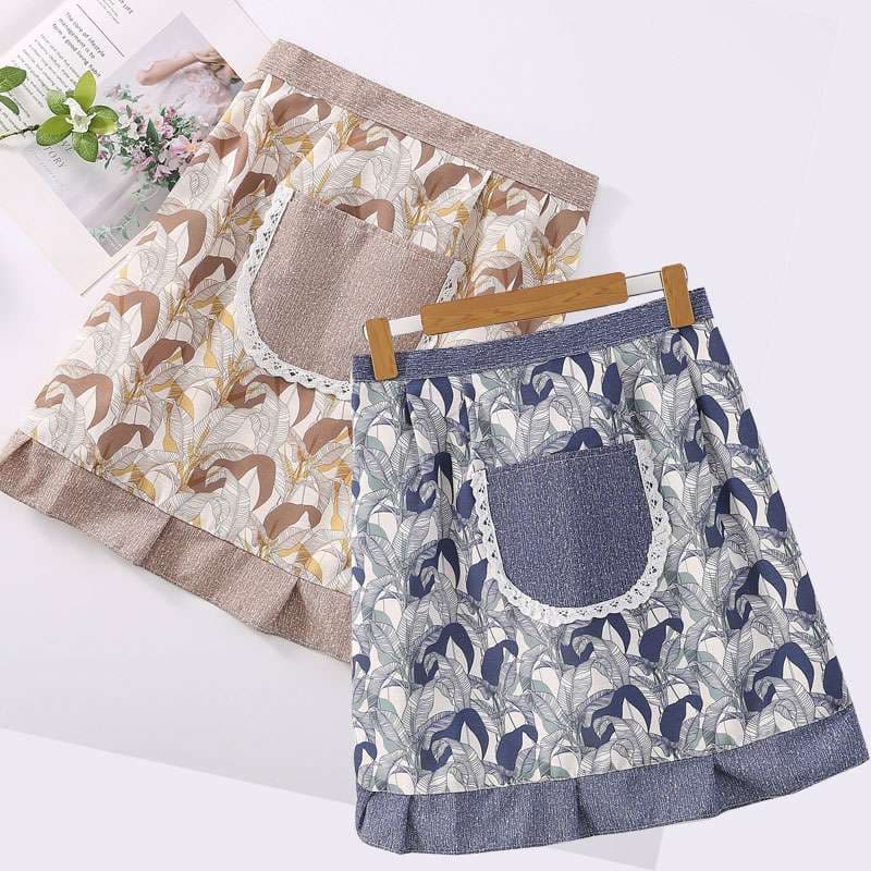 優雅な花柄プリント保育士 エプロン