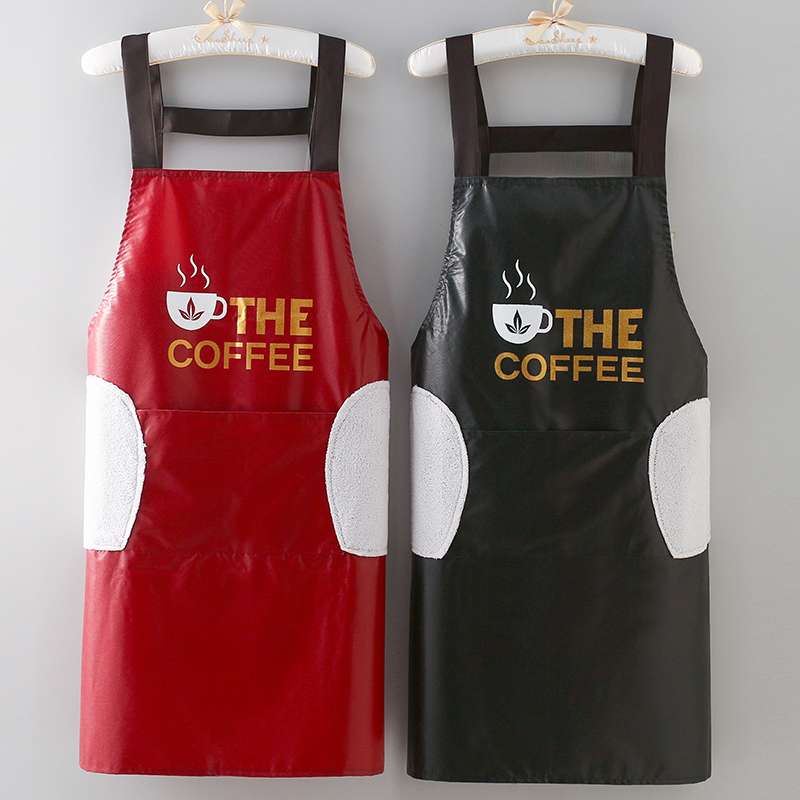 保育士 エプロン コーヒー カフェ風 4色展開 ブラック ブラウン ブルー レッド