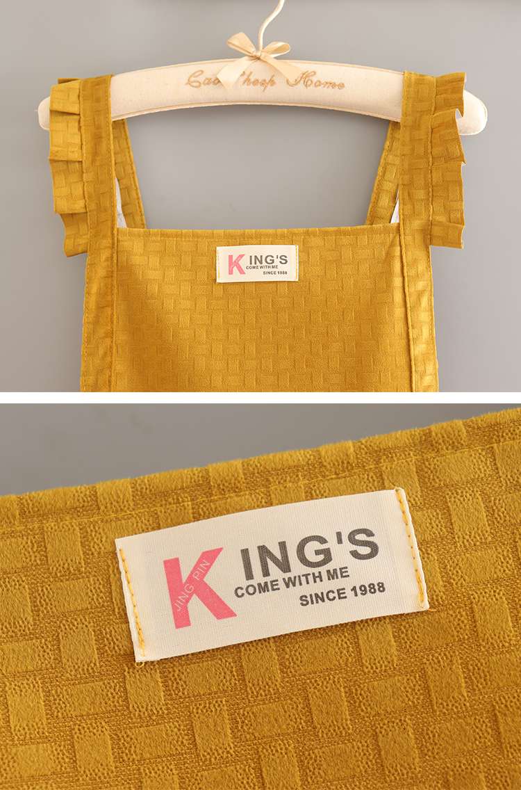 保育士 エプロン キッチン保育士 エプロン レトロ風フリル付き グリーン イエロー