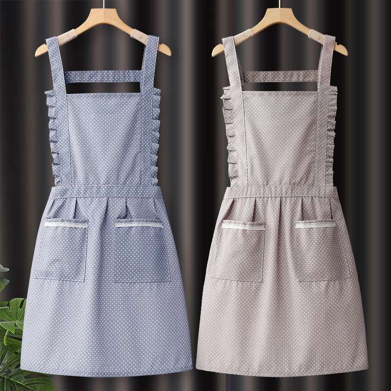 水玉模様のフリル保育士 エプロンドレス