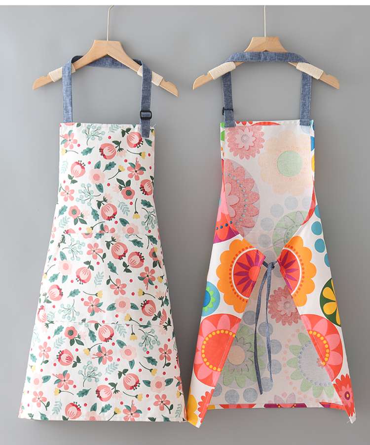 保育士 エプロン 四季 花柄 グレー グリーン レッド