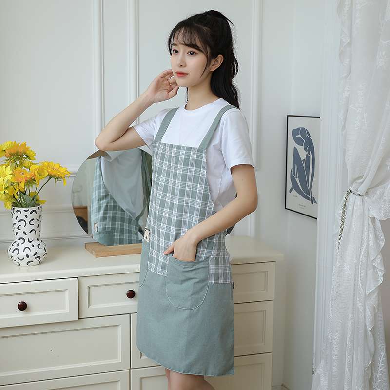 チェック柄保育士 エプロンワンピース