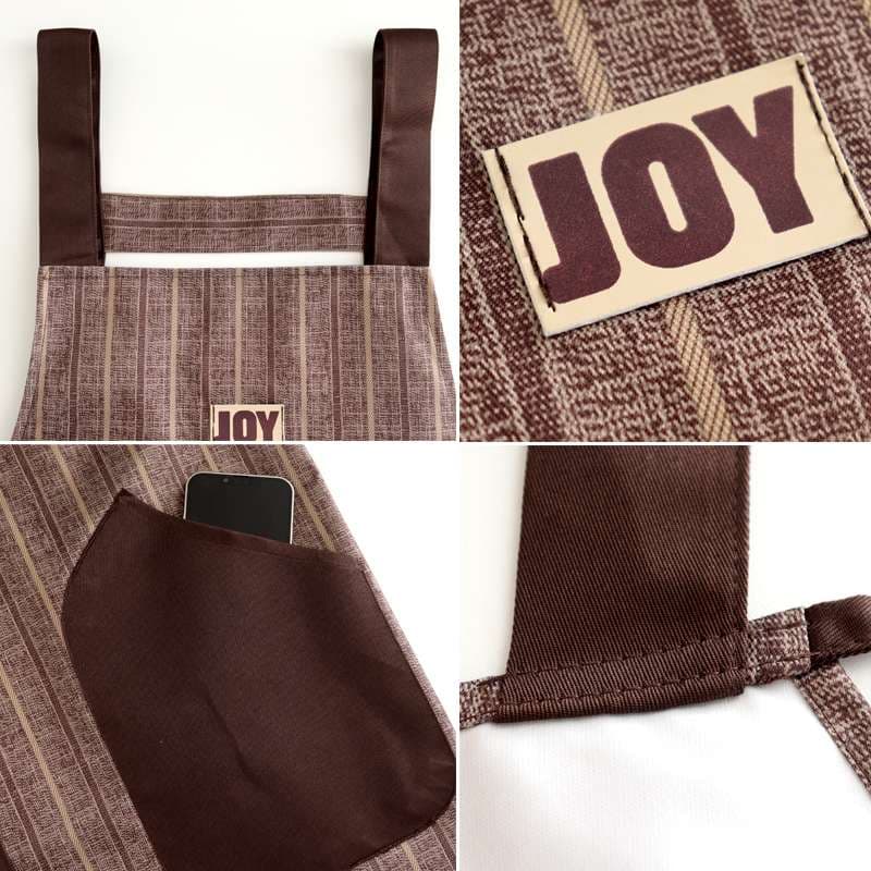 保育士 エプロン ジョイ ストライプ保育士 エプロン 2色展開 刺繍 ブラック ブラウン