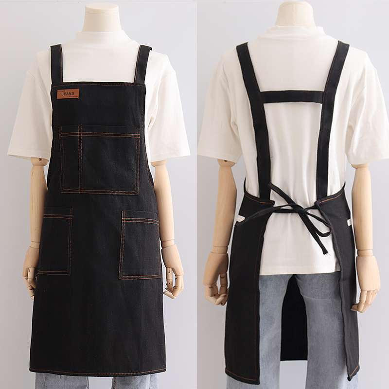 保育士 エプロン メンズ クロスバック デニム ブルー ブラック