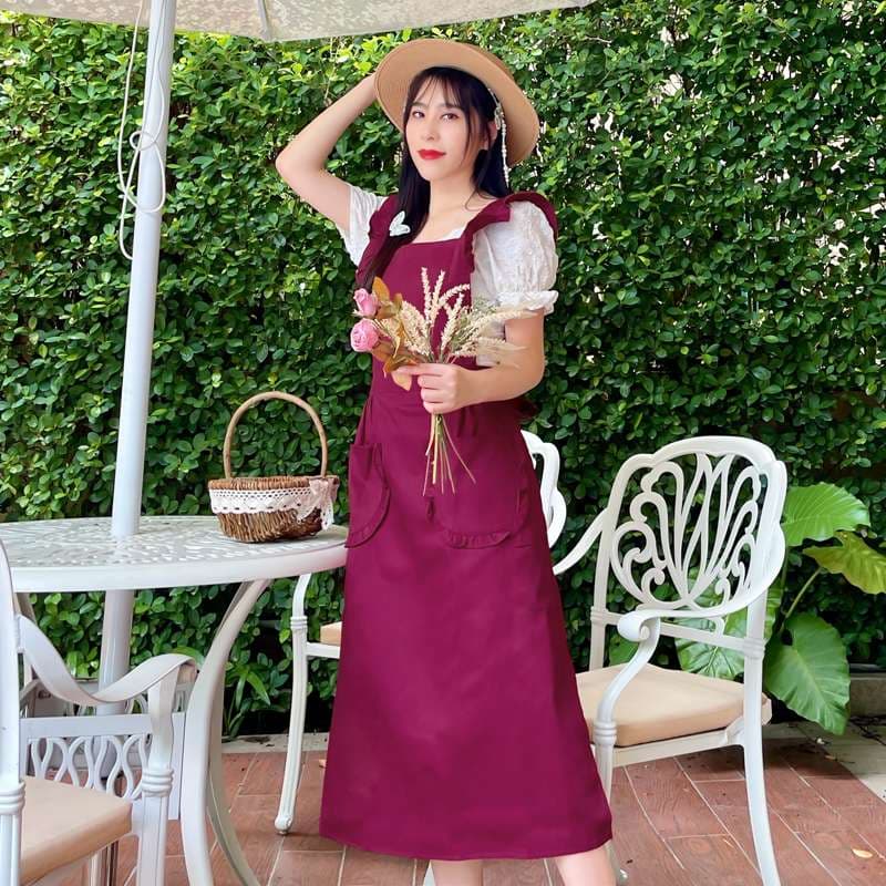 フリル襟付きメイド風保育士 エプロンワンピース