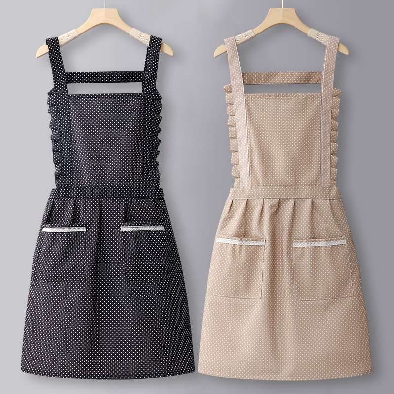 水玉模様のフリル保育士 エプロンドレス