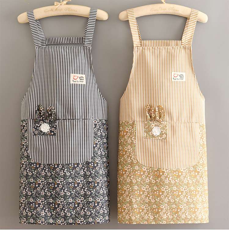 保育士 エプロン 花柄 ストライプ 保育士 エプロンドレス ブラック ベージュ