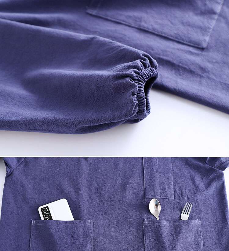 保育士 エプロン マルチポケット付き 無地 保育士 エプロンワンピース セット グリーン ピンク ブルー