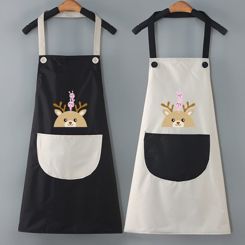 保育士エプロンキャラクター子鹿とお友達刺繍入り防水