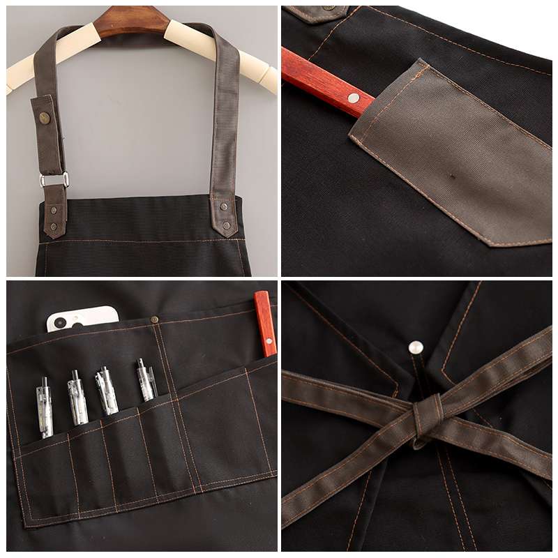 保育士 エプロン カラーコントラスト ワーク保育士 エプロン ブルー ブラック グレー ブラウン レッド