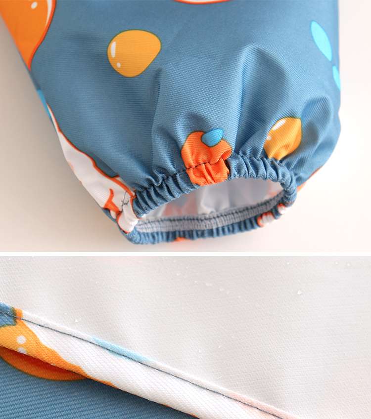 保育士 エプロン うさぎ フルーツ かわいい 保育士 エプロンワンピース 袖付き ポケット付き ブルー ピンク ブラック