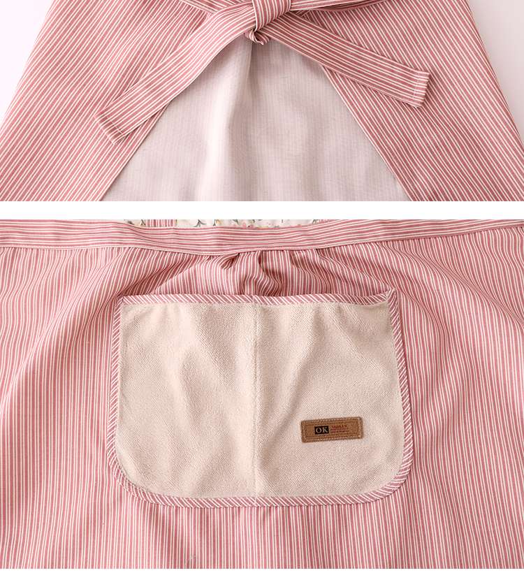 保育士 エプロン フローラルストライプ 保育士 エプロンドレス 花柄 ポケット付き グリーン ピンク